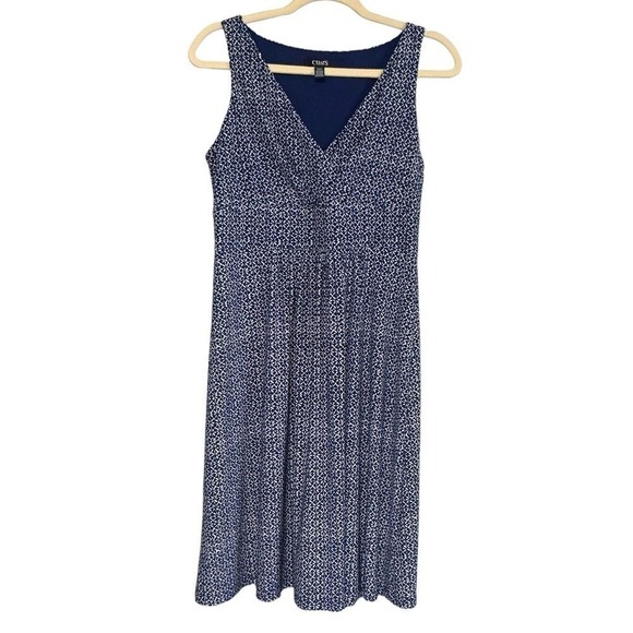 Chaps blue flower print vneck sheath dress‎ size M - Picture 2 of 10